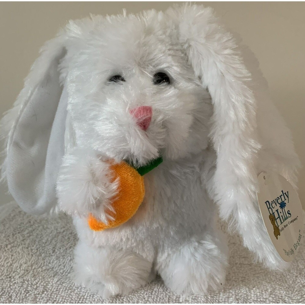 Beverly Hills Teddy Bear Co Easter Bunny Carrot Floppy Ears 7" Soft Plush NEW